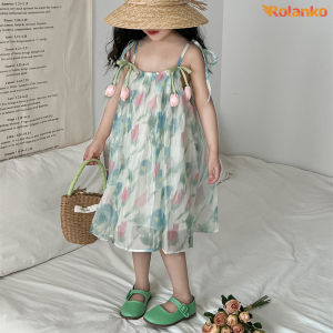 Rolanko Summer Tulip Suspenders Dresses for Kids Girls Camisole Sleeveless Sundress Birthday Party Fashion Casual Costume 2-9Years