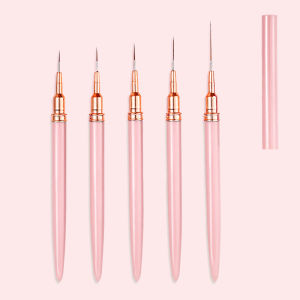 5 ชิ้น 7/9/11/15/25 มิลลิเมตรเล็บชุดแปรงสีม่วง Ultra - บาง/ภาษาฝรั่งเศสคํา Stripe ภาพวาดปากกา UV เจลเล็บแปรงเล็บปากกาเครื่องมือ