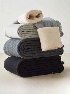 MiiOW | กางเกงขายาวทรงหลวมผ้ากำมะหยี่หนาสำหรับผู้หญิงในฤดูใบไม้ร่วงและฤดูหนาว กางเกงขายาวแบบสวมสบาย ความยาวปกติ ผลิตจากผ้าฝ้ายผสมโพลีเอสเตอร์