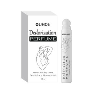 Ouhoe Removes Body Odor Deodorizer Underarm Odor Treatment Flower Scent Roll-On Reduce Sweating Odor Underarm Body Odor Remover Treatment Long Lasting Portable Eliminate Bad Smell Brighten Stick Skin Care 10ml