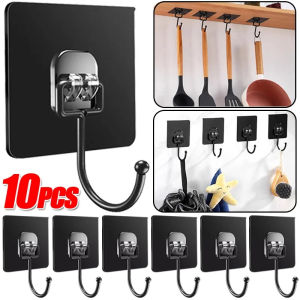 1/2/5/10Pcs Large Rotating Waterproof Self Adhesive Hooks Strong Sticker Holder Wall Door Storage Hanging Hook Kitchen Bathroom Organizer