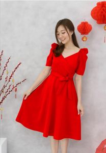 A&B Import Midi Dress 89-8118 /Korean Dress/Gaun Pesta/Kasual/Midi/Baju Pesta/Mewah/Dress Scuba Tebal Import Realpict Fit To L
