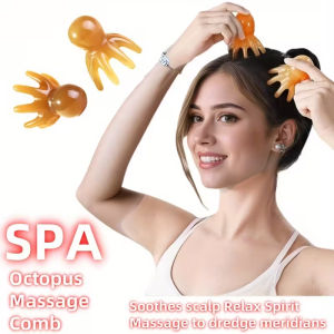 Octopus Resin Scalp Massage Comb Meridian Scraping Tool Acupuncture SPA Gua Sha Massager for Fatigue Relief Health Care Bathtory