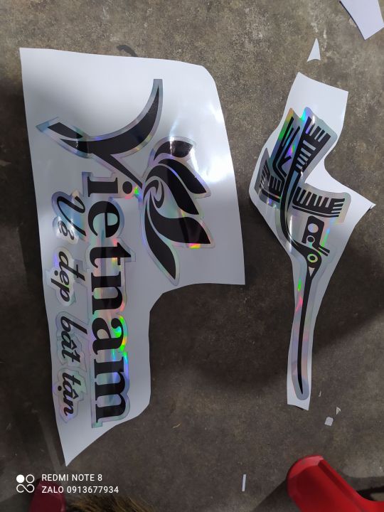 TEM CHỮ DECAL việt nam vẻ đẹp tiềm ẩn, hạc dán trang trí xe ô tô
