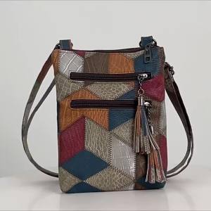 Vintage Double Tassels Womens Crossbody Bags For Holiday Gifts Soft PU Leather Small Handbags Designer Shoulder Bag For Ladies