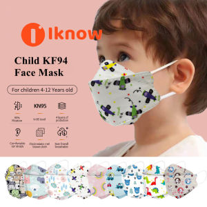 I know 10Pcs Korea KF94 Kids faceMask Cartoon Pattern 3D Protection FaceMask Breathable comfortable 4Ply Protection 95% Filter effect 4-12 years old use