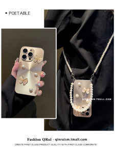 Aurora Colorful Protective Case for  1516promax 13pro/12/11 3D Pearl Butterfly 14pro Anti-fall Full Cover with Lens Film Handheld Crossbody Phone Case for Women