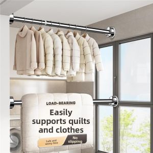 MONLEYTA | No-Drill Extendable Fixed Wall Mounted Clothes Drying Rod