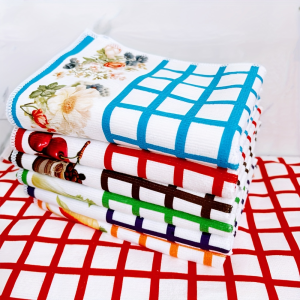 6-Pack of Popular Oversized Colorful Plaid Printed Kitchen Towels Cleaning Cloths Dishcloths Scouring Pads Tea Towels and Placemats Used for Washing and Drying Dishes and Household Items