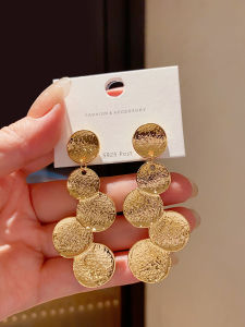 Retro Exaggerated Geometric round Slice Irregular Womens Earrings 18K Gold Cold Style Niche Ear Jewelry Fashion Accessories