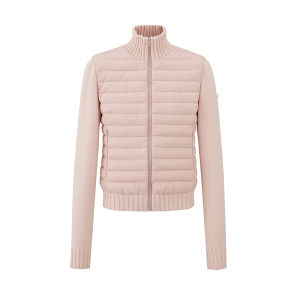 LaluneDuCiel Minimalist High Collar Knitted Patchwork Short Womens down Jacket Winter Casual Outerwear Pure Color