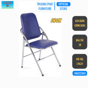 Ghế gấp văn phòng lưng cao màu xanh Trường Phát G04 ghế xếp INOX đệm bọc pvc êm ái gấp gọn dễ dàng tiết kiệm không gian