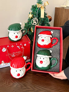 Christmas Gift Practical Cute Couple Couple Water Cup Girls Girlfriends Mug with Lid Ceramic Cup Hand Gift