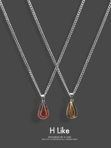 Handmade Waterdrop Stone Womens Necklace Original Design Matte Finish Collarbone Chain Simple Elegance Versatile Bell Necklace