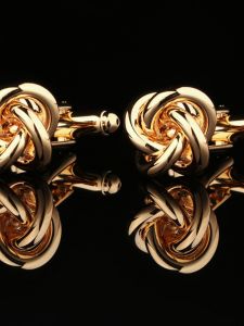 LIESHANG | Golden French Style Cufflinks for Men Formal Business Gift Box