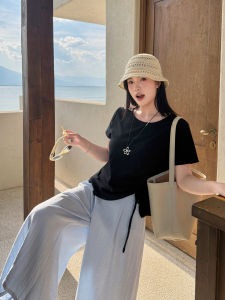 MASISI | Áo Thun Cổ Tròn Co Dãn Điều Chỉnh Dây Rút Phom Slimming