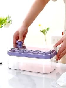 64 Grids Ice Cube Tray One Press Ice Tray with Lid Ice Cube Maker Deicing Baby Food Storage Food Grade DIY ice mold