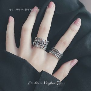 HANXIUNI | Vintage S925 Silver Plated Crucifix Punk Unique Korean Style Ring