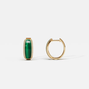 Golden Colored Turquoise Hoop Earrings