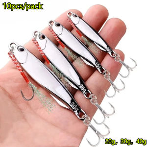 10pcs/pack Fishing Metal Jig Lures 20g 30g 40g Plating Silvery Metal Jig Lure Fishing Bait Fishing Lure Saltwater Bass Tackle