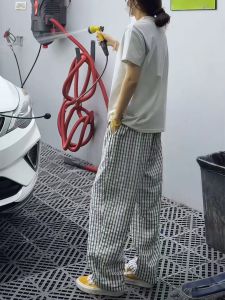LIUBU | American Retro Blue Bubble Gauze Summer Light Breathable Quick-Dry Loose-Fit Pants