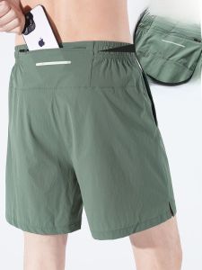 Quick Dry Ice Silk Running Shorts Mens Summer New Professional Mobile Phone Placement Loose Fit Straight Leg Casual Pants
