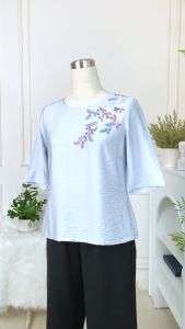 Áo kiểu trung niên kín đáo chất liệu tơ thái thấm hút mồ hôi AN4Y0901 Thời trang Thiều Hoa