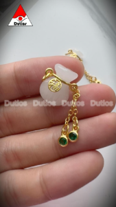 Charm mặt treo Túi Tiền bạch ngọc Đồng Thau Dutios bền màu 12x16mm khoen 4mm vòng tay DIY CTT001