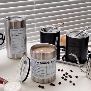 Cốc Giữ Nhiệt Bằng Thép Không Gỉ Di Động - Cốc Cà Phê Cách Nhiệt Bình Nước Chống Rò Rỉ Cho Đồ Uống Văn Phòng Và Trường Học