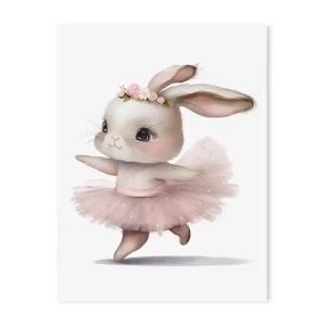 3pcs Cute Ballerina Bunny Ballet Canvas Posters Woodland Animal Print Painting Girls Room Decor Rabbit Wall Art Nursery Decor