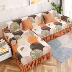 HOYAA HD Printed L Shape Sofa Cover with Skirt Stretchable 1/2/3/4 Seater Universal Size Aesthetic Design Home Decor