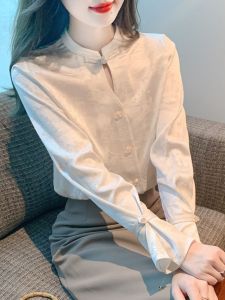2026 New Fall Fashion Satin Chinese Style Mandarin Collar Brocade Shirt