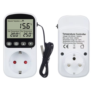 Temperature Controller Socket Digital Thermostat EU Plug With Timer Sensor Probe Outlet Heating Cooling Switch 16A Backlight