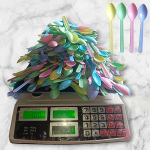 Plastic Sundae Spoon Ice Cream Spoon or Mini Plastic Spoon Assorted Colors for Dessert Serving 50 pcs)