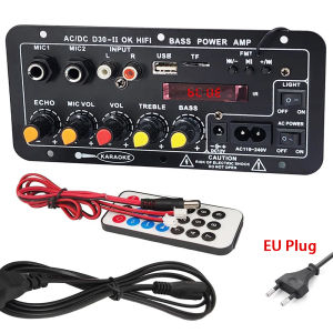 D10 Bluetooth 5.0 Digital Amplifier Board With Reverb Dual MIC USB/TF/FM 220V/12V/24V For 10 Speakers