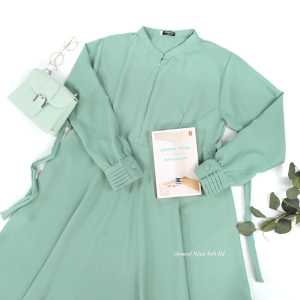 Gamis hermosa warna mint hijau soft polos bahan wollycrepe premium umbrella 4 meter-gamis syari mint