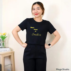 Baju 1 Stel Untuk Remaja Usia 13-19 Tahun Crop Top Big Size Dan Celana Kulot Dont forget Smile