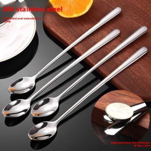 Vodame 304 Stainless Steel Thickened Long Ice Spoon Western Dining Spoon Stirring Spoon Dessert Tea Spoon Commercial Use