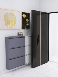 Ultra-Thin Steel Material Flip Door Shoe Cabinet for Small Home Use Wall-Mounted Entrance Hall Storage Modern Simple Style