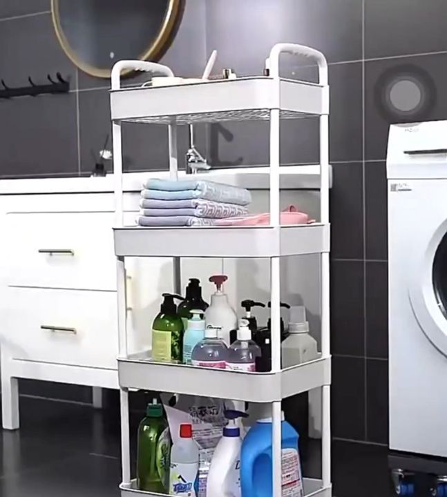 3-5 Tier Multifunction Storage Rack Push trolley storage shelf bathroom ...