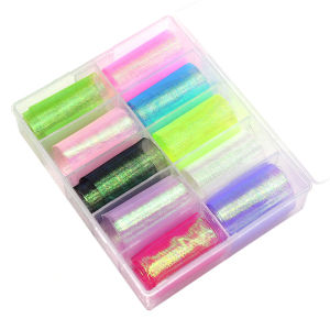 MNFT 10Pcs/Box Bossed Flash Fiber Rainbow Fish Skin For Sabiki Rig Fly Tying Streamer Fly Tying Material