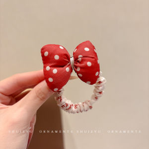 Sweet Polka Dot Butterfly Hair Ties for Girls High Elasticity Non-Damaging Childrens Headwear Cute Hair Bands Korean Style