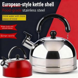 3L/5LStainless Steel Kettle with Heat-Resistant Handle Household Safety Whistling Boiling Kettle Pot