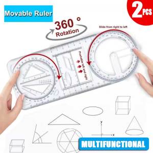 ชุดไม้บรรทัดใช้งานได้เรขาคณิตอเนกประสงค์เทมเพลตการวาดภาพคณิตศาสตร์อุปกรณ์นักเรียนโรงเรียนสำนักงานเครื่องมือวัด