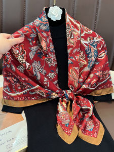 Khăn Choàng Lụa Hoa in Họa Tiết Mùa Hè Mới Thời Trang Phong Cách Thường Ngày Khăn Choàng Vuông Đi Chơi Khăn Choàng Lụa Nhân Tạo