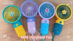 Kipas Portabel FLECO Luar Ruangan Ventilador Desktop Kreatif Kipas Genggam Mini Pengisi Daya USB Kipas Saku Isi Ulang Genggam Peri Bunga