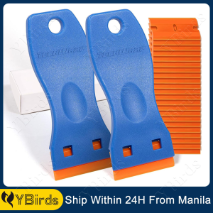 Plastic Razor Blades Scraper Tool 1 Pack Wall Paint Remover with 10Pcs Plastic Blades Kit No Scratch Car Window Glass Wood Sticker Removal Floor Stove Kitchen Decal Tape Cleanings