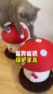 Red Umbrella Mushroom Cat Climbing Frame Sisal Vertical Scratching Post Tree Toy