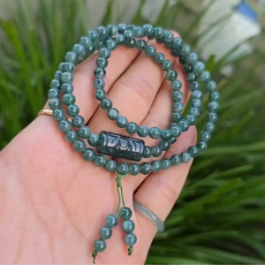 Q2554 Chuỗi 3v Lam Ngọc 5li mix lu thống trúc khắc Lam Ngọc ko kén mệnh - Phong Thủy TUDO