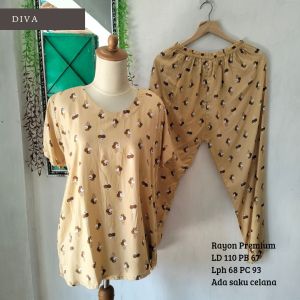 SETELAN BABYDOLL CELANA PANJANG LENGAN PENDEK UKURAN STANDART BUSUI RESLETING DIVA LAURA SET